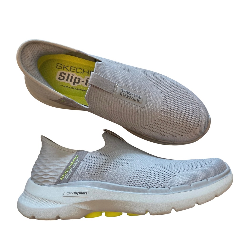 Skechers Hands Free Slip-ins Go Walk 6 Grey Lime Green Mens 7.5 216278 Sneaker